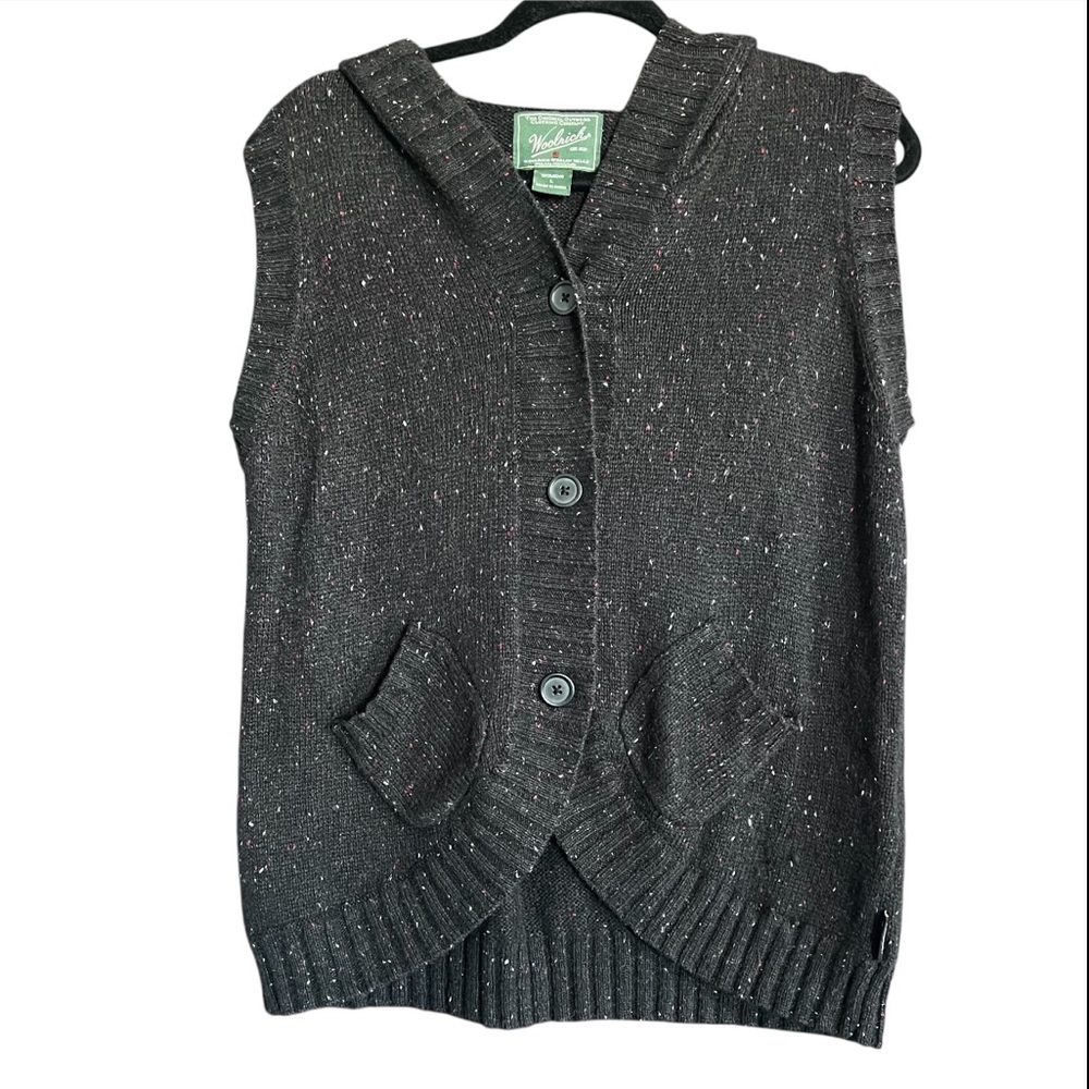 Woolrich Women’s Hooded Sweater Vest Brown Angora Blend size Large